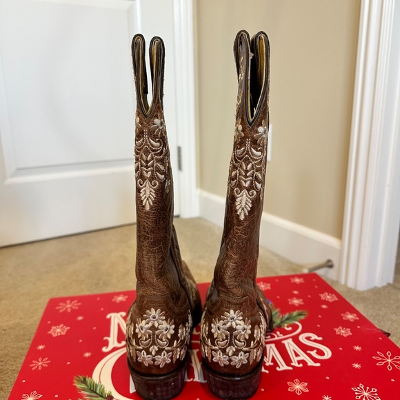 Brown Leather Embroidered Cowboy Boots Women’s Size 8.5B Made in Mexico Western - Picture 7 of 7